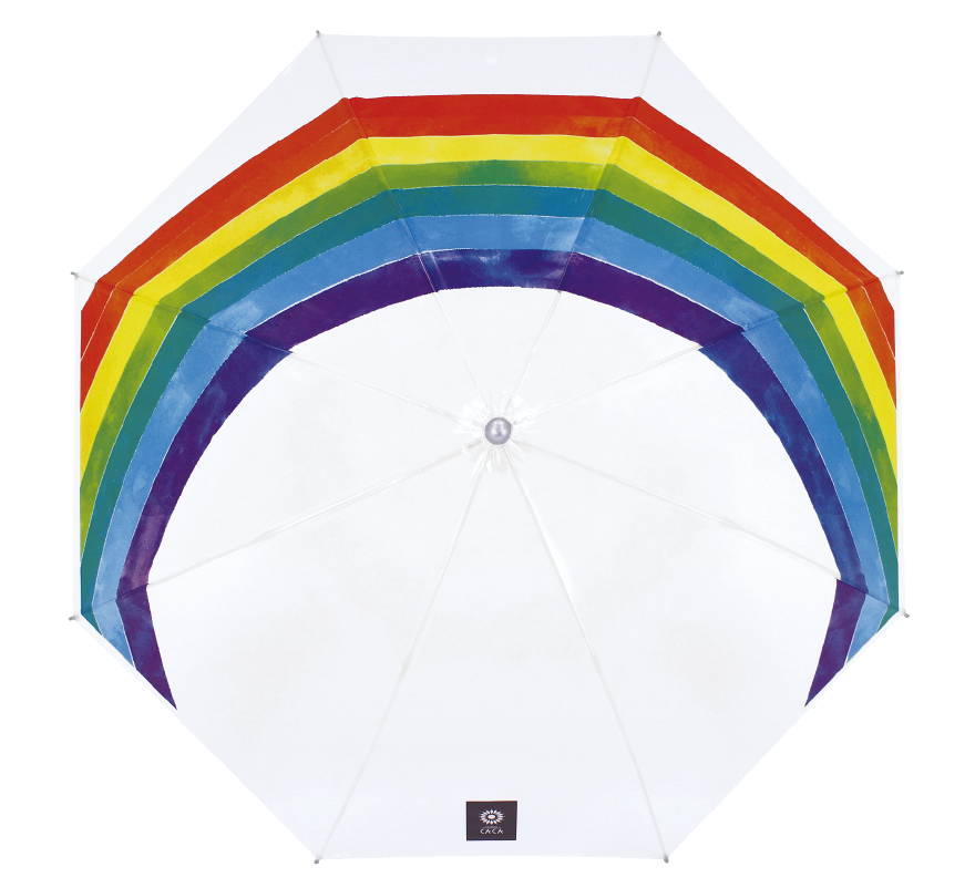 キッズ 雨傘 ビニール傘 虹柄 レインボー柄 50cm ジャンプ傘
