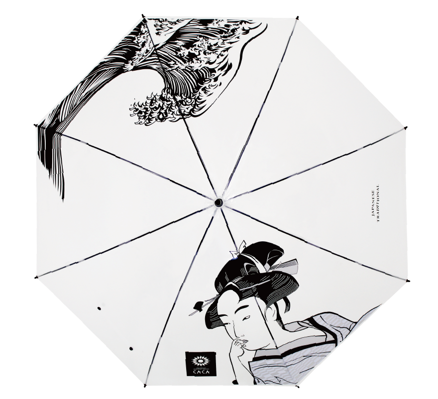 クリスタルハンドルシリーズ ビニール傘 和風 浮世絵風 波と女 60c